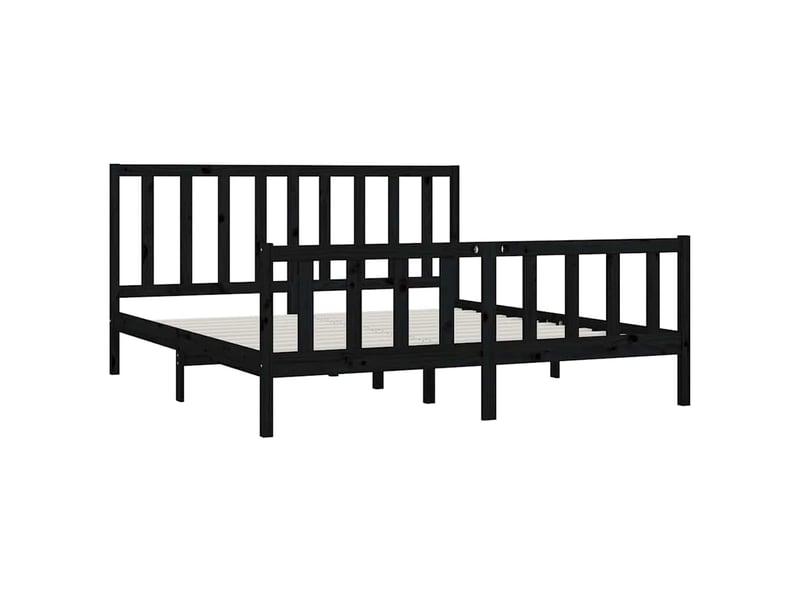  Lit double- lit adulte -  cadre de lit sans matelas noir 200x200 cm bois massif  - Conforama C