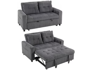 Canapé convertible 2 places en velours côtelé gris foncé 157 x 90 x 91 cm