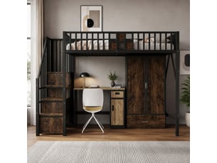 Lit mezzanine 90x200 cm <strong>STILVORA</strong> <strong></strong> coloris noir