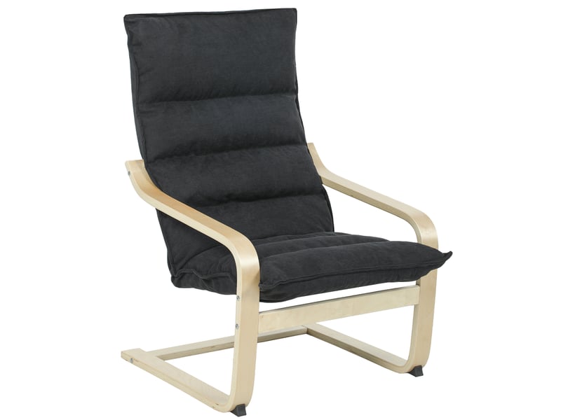  Fauteuil salon, fauteuil de loisirs moderne, fauteuil chambre avec accoudoirs incurvés, coussins, 67 x 83 x 105 cm, noir  - Conforama B