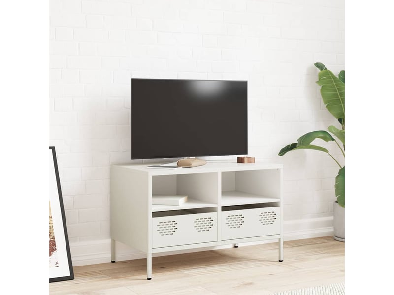  Meuble tv - banc tv - meuble de rangement blanc 68x39x43,5 cm acier laminé à froid  - Conforama C