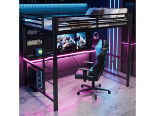 Lit mezzanine 140x200 cm <strong>OKMYHOME</strong> <strong></strong> coloris noir