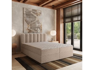 Lit avec rangement 180x200 cm <strong>MASSENO</strong> <strong></strong> coloris beige