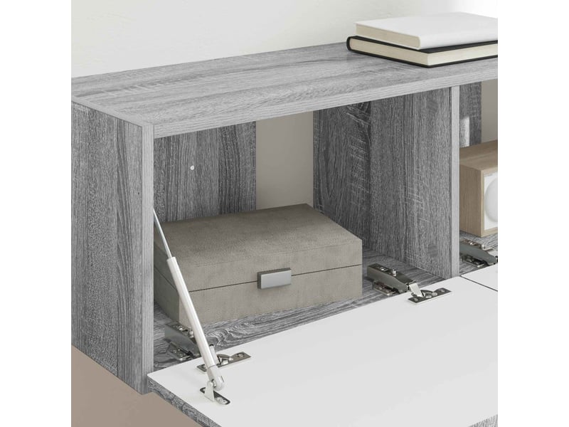  Meuble tv - banc tv - meuble de rangement mural 2 pcs gris sonoma bois d'ingénierie  - Conforama D