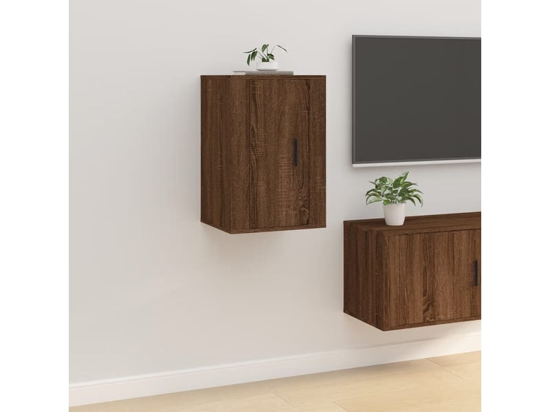  Lot de 2 meuble tv mural, meuble tv suspendu chêne marron 40x34,5x60 cm  - Conforama C