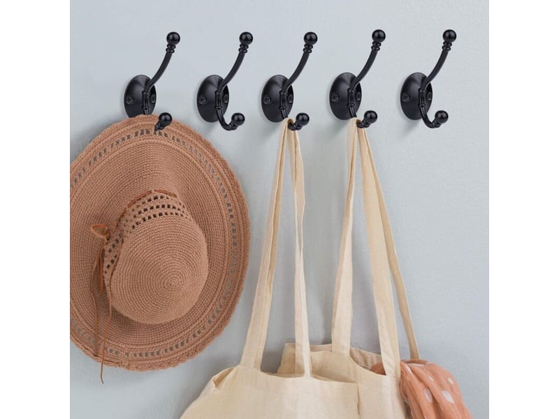  6 pièces patère, rétro crochet de manteau porte manteau murale de métal pour salle de bain cuisine chambre entrée, noir Hook-LM12-01-A162-L-030 - Conforama C