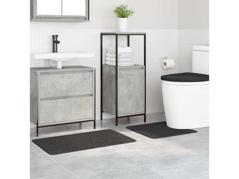  Ensemble de tapis de bain antidérapants 3 pc gris foncé pp cf64753  - Conforama C