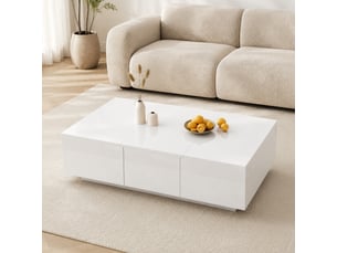 Table basse rectangulaire coloris blanc LPOSPI - 50 cmx100 cm