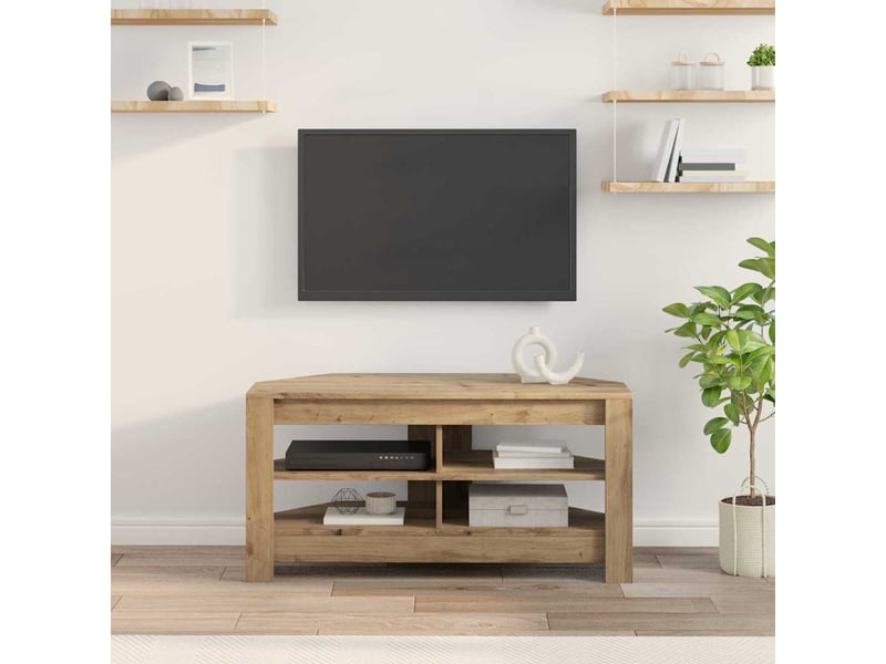  Meuble tv d'angle moderne 102x40,5x45 cm chêne artisanal  - Conforama D