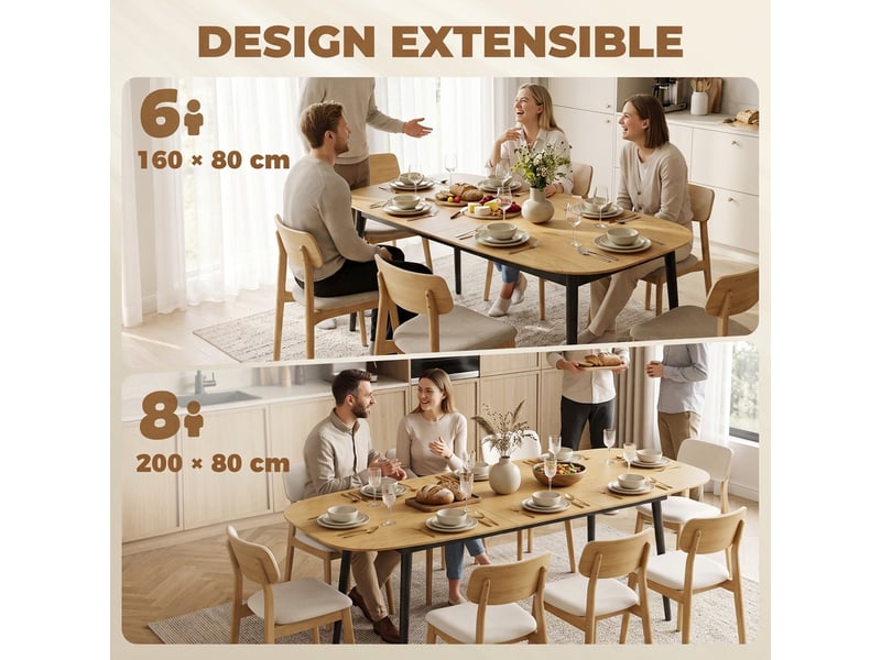  Table à manger extensible ovale 6-8 pers. Design industriel  - Conforama E