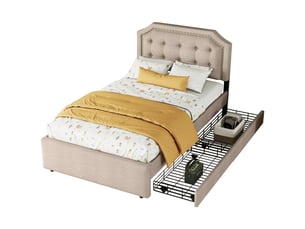Lit avec rangement 90x200 cm OKWISH coloris naturel