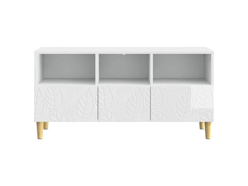  Meuble tv - banc tv - meuble de rangement 102 x 34,5 x 50 cm blanc brillant bois d'ingénierie  - Conforama E