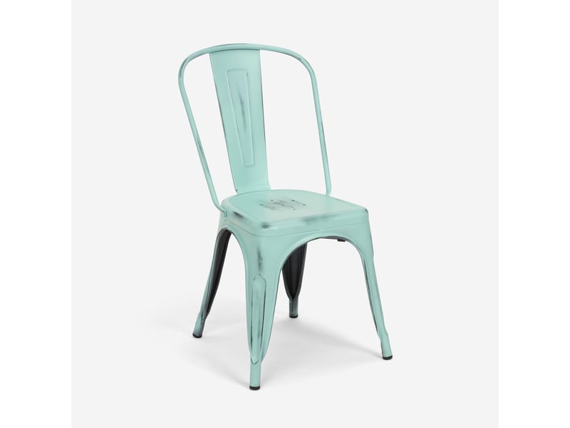 Chaise de cuisine design industriel vintage en métal shabby chic style steel old - turquoise AHD Amazing Home Design - Conforama E