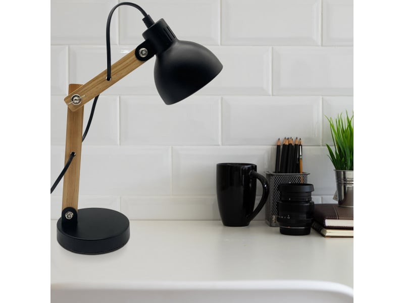  Lampe de bureau fabrilamp blai noirhêtre 1 x e14 articulée orientable 35x12x22 cm 161871009 - Conforama C