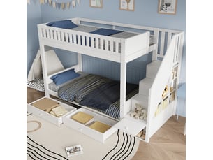 Lit superposé 2x90x200 cm <strong>WISHDOR</strong>  <strong></strong> coloris blanc