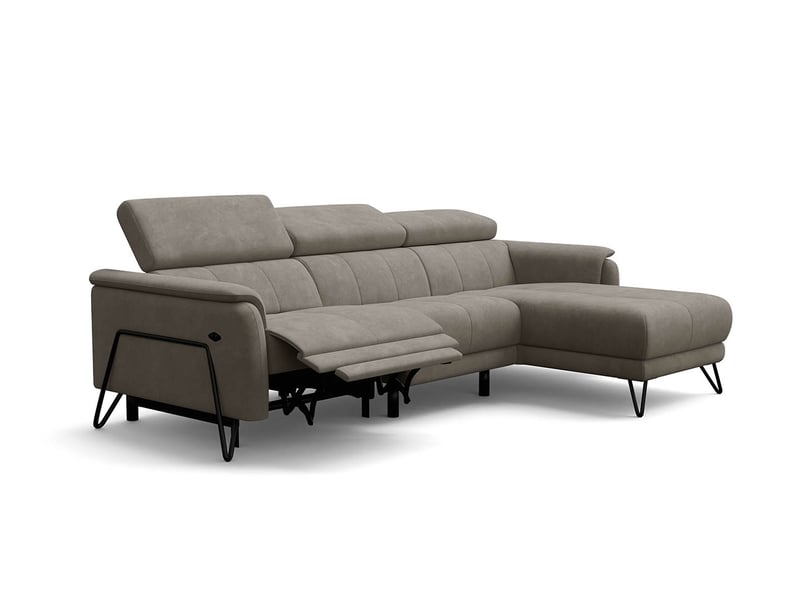  Canapé d'angle 4 places roden avec relax, tissu velours beige RODEN - Conforama A