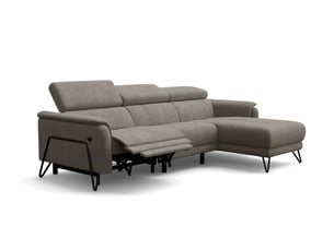 Canapé d'angle 4 places roden avec relax, tissu velours beige