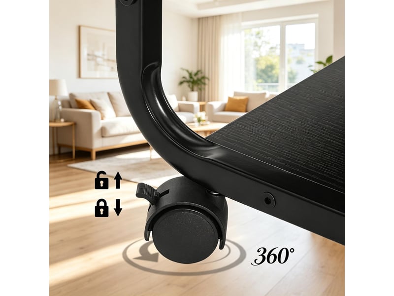  Table basse fixe avec 2 étagères, poche latérale et roulettes pour salon 50×62×35 cm noir  - Conforama D