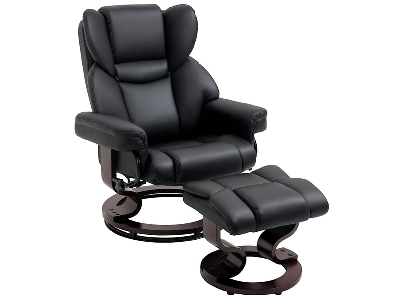  Fauteuil inclinable avec repose-pieds, fonction inclinable, pivotant, jusqu'à 160 kg, similicuir, structure en métal, noir, 80 x 79 x 100 cm  - Conforama A