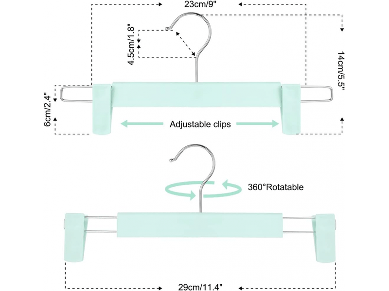  Cintres, cintres pour jupes peu encombrants avec crochets pivotants à 360°, cintres à pinces réglables, cintres pour manteaux, jeans (lot de 10, vert  - Conforama B