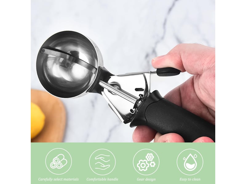 Cuillères à glace, acier inoxydable 304, ensemble de 2 pièces, pour pâte à biscuits et crème glacée, lavables au lave-vaisselle, noires - Conforama D