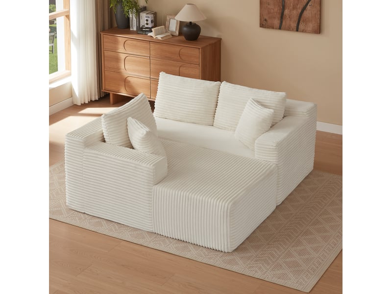 Canapé d’angle modulable 4 places blanc avec méridienne - Conforama D