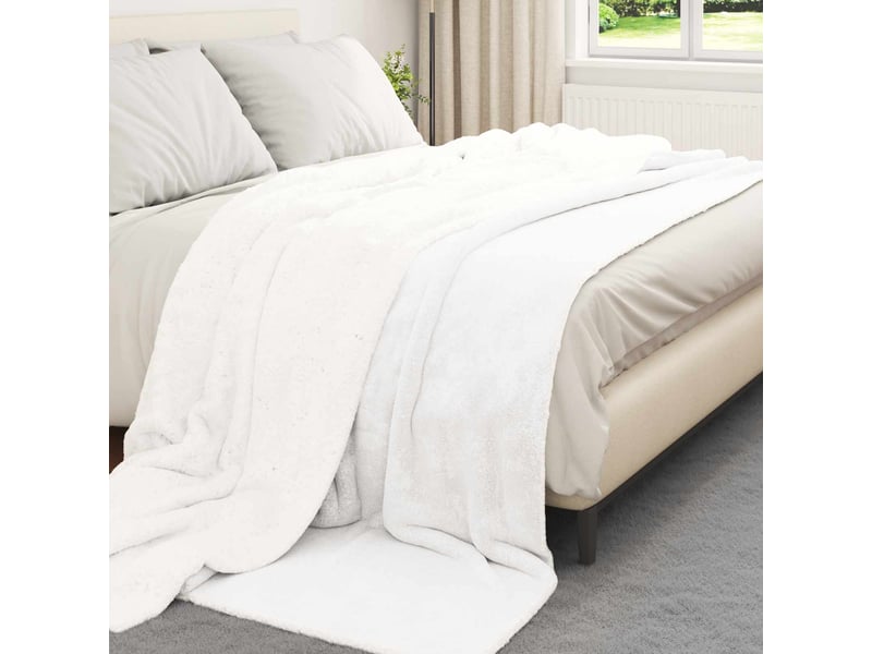  Plaid canapé blanc 240x270 cm 3.17 kg polaire  - Conforama C