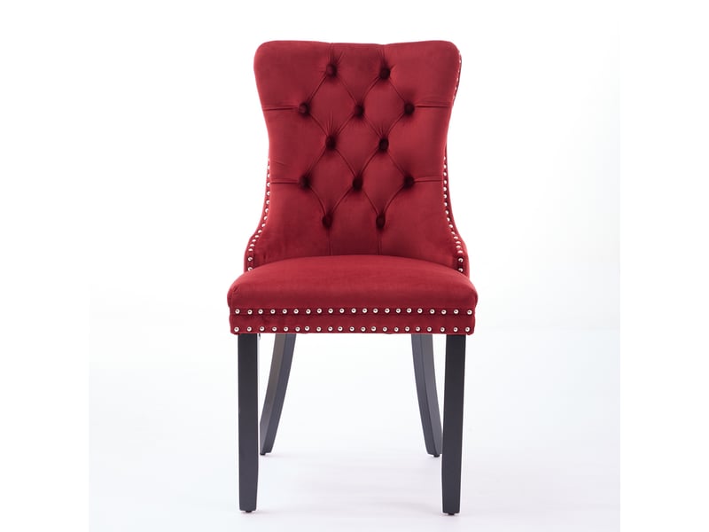  Lot de 2 chaises de salle à manger en velours bordeaux, pieds en bois W3223P345655 - Conforama A