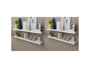 Lot de 4 étagères murales, étagères suspendues blanc 120 cm cf43193