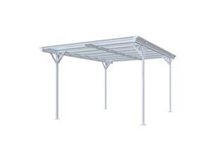 Carport aluminium. Polycarbonate et acier inoxydable 15m² blanc - 1 voiture max. - le born