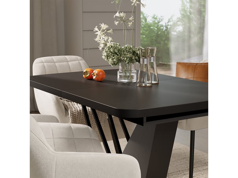  Vicco ensemble de table à manger, noir, 120x80cm avec 4 chaises de salle à manger  - Conforama D