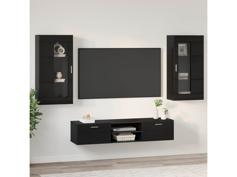  Ensemble meuble tv - banc tv - meuble de rangement florin 3 pcs noir bois d'ingénierie  - Conforama D