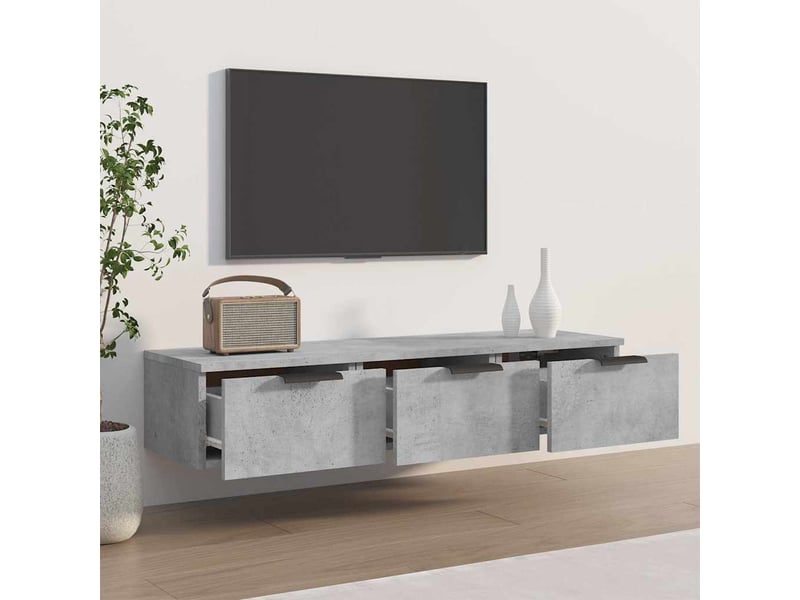  Armoire murale, meuble de rangement gris béton 102x30x20 cm bois d'ingénierie  - Conforama C
