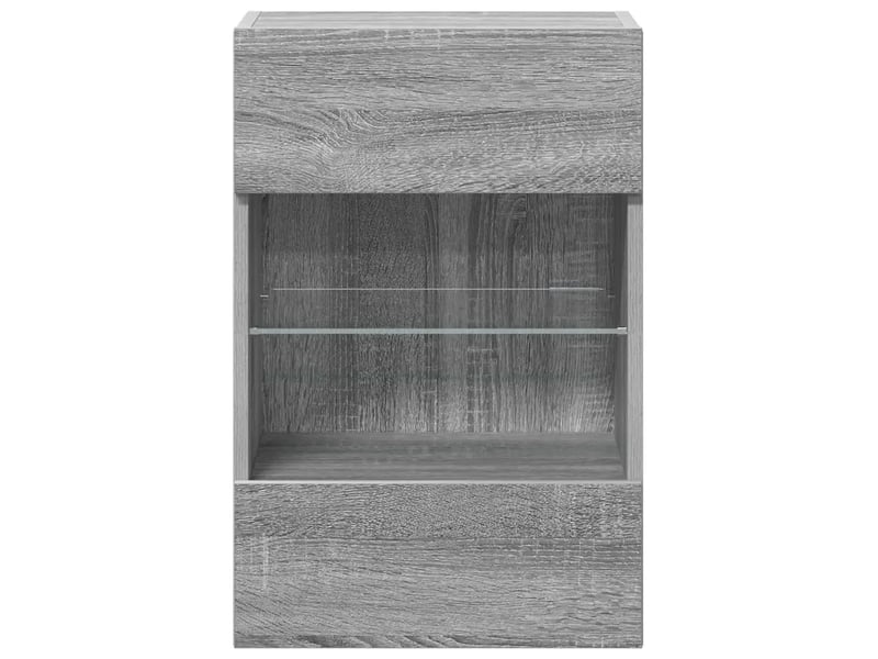  Lot de 2 meubles muraux avec lumières led pour tv rangement contemporain 40 x 30 x 60 cm en bois d'ingénierie gris 02_0049380  - Conforama D