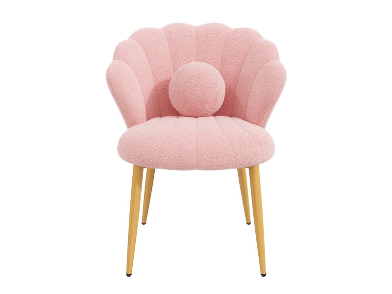  Lot de 2 chaises de salle à manger dossier coquillage 60x62,5x83 cm tissu bouclé rose  - Conforama E