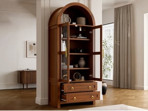 Vitrine coloris bois foncé <strong>BIQZUYA</strong> <strong></strong> - 76 cmx180 cm