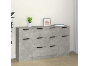 Ensemble de buffets 3 pcs - bahut - meuble de rangement gris béton bois d'ingénierie