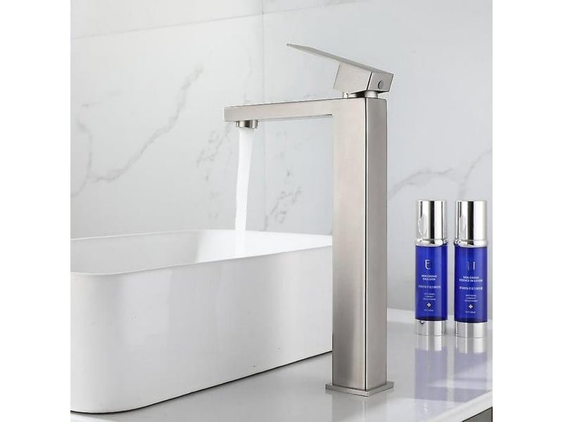  Mitigeur de lavabo haut de gamme à levier unique en acier inoxydable, argent, 32*15 cm SZPA301931JJZJ - Conforama C