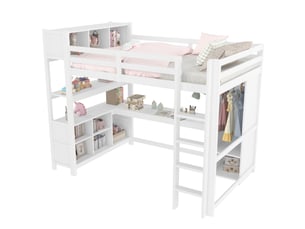 Lit mezzanine 140x200 cm <strong>MODENUIT </strong>  <strong></strong> coloris blanc