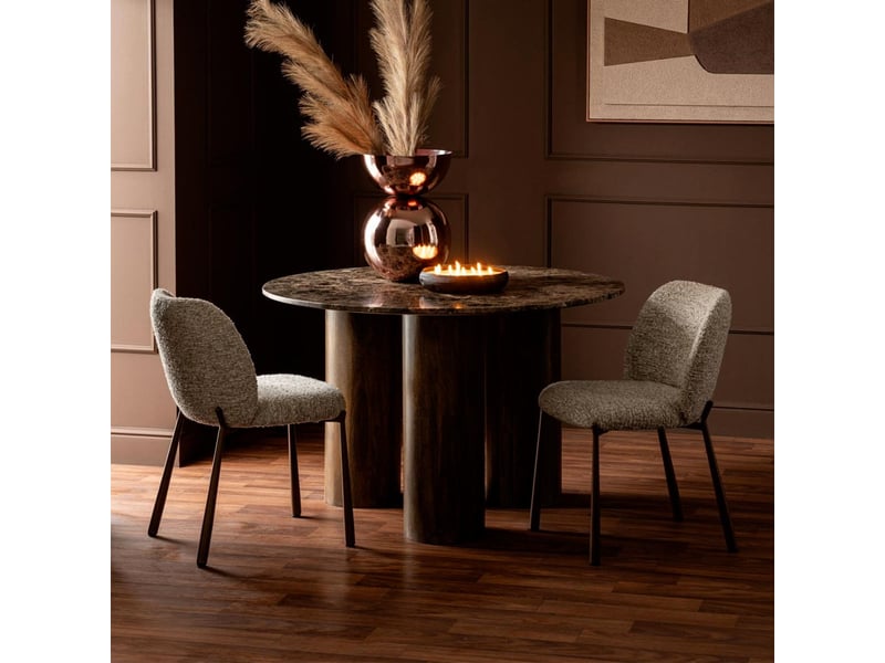  Table à manger en marbre isaak 120cm marron  - Conforama E