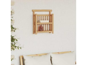 Étagère flottante, étagère suspendue montage mural naturel 40 x 13 x 44 cm bambou cf42565