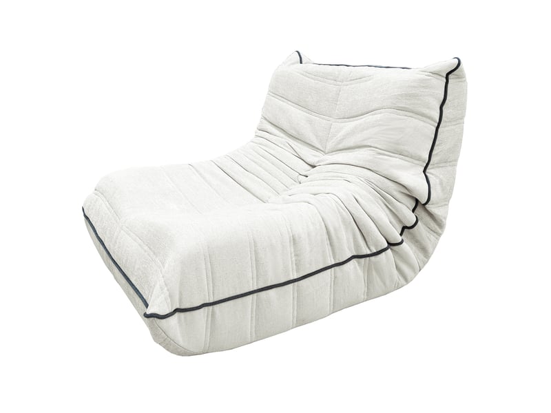  Fauteuil poire forme chenille 70x96x64,5 cm avec dossier blanc  - Conforama A