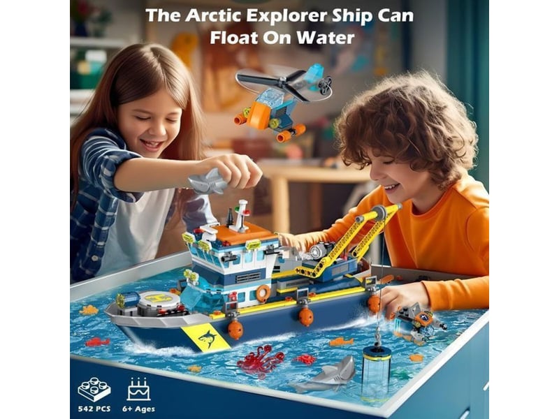  Paquet de construction navire dexploration arctique 542 pieces avec led flotte grue helicoptere sous-marin 151498_AAAHS48714_6_DROPFR - Conforama C