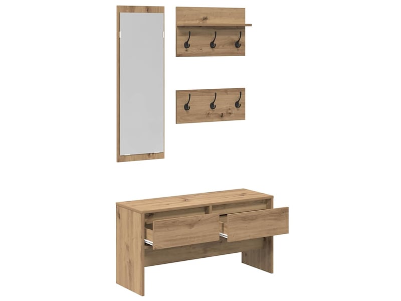  Ensemble de meubles d'entrée 4 pc chêne artisan  - Conforama E
