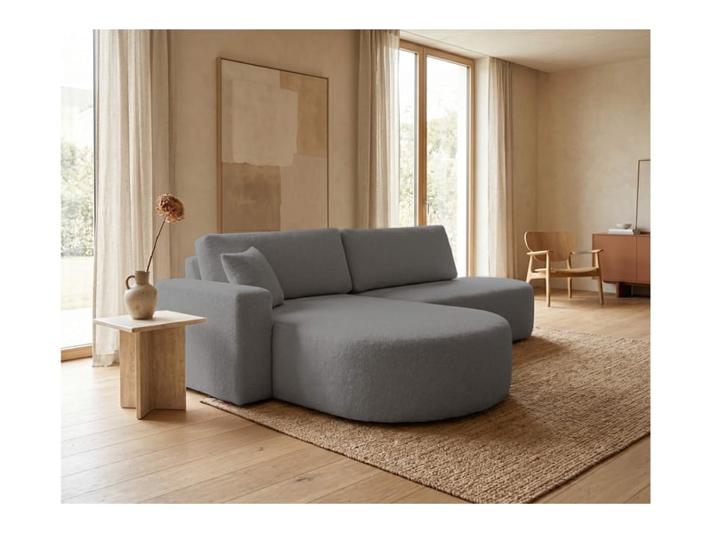 Kiara - canapé d'angle max convertible 5 places en bouclettes - Conforama B