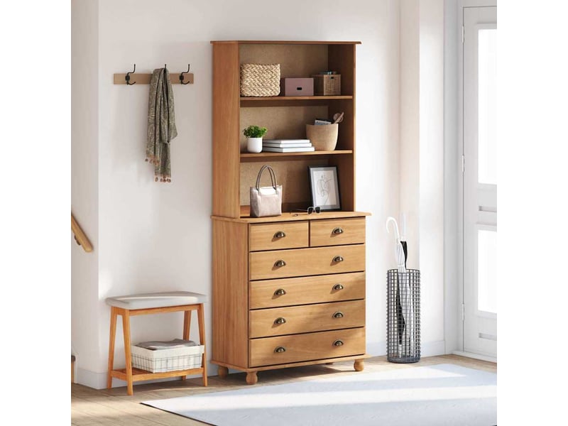  Buffet - hutch askim  de miel 91 x 40 x 200,5 cm bois de pin massif  - Conforama D
