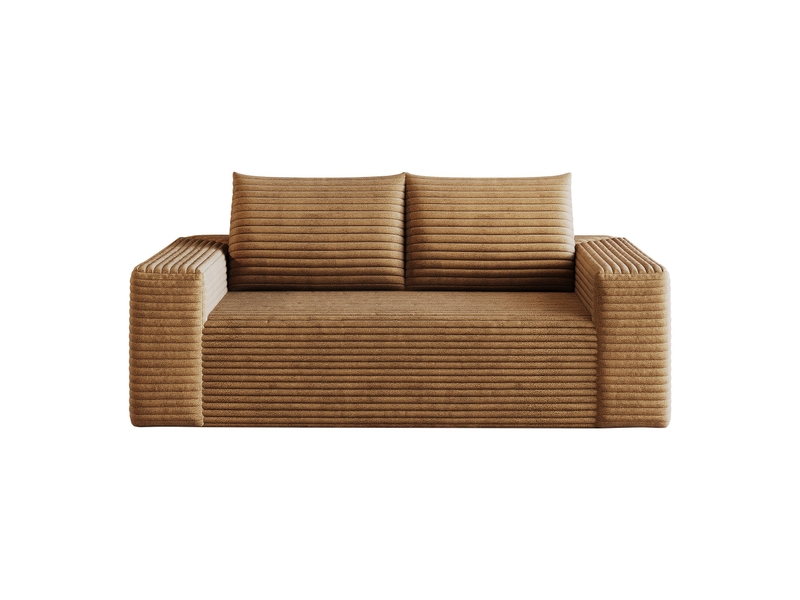 Canapé droit 2 places 180 cm en velours côtelé, assise profonde, mousse haute élasticité, sans montage, marron IKSETERA TRADING LTD - Conforama A