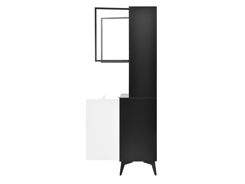  Armoire de cuisine vitrine buffet vaisselier meuble de rangement salle à manger noir et blanc mdf avec éclairage led app  - Conforama R