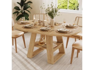 Table à manger extensible ronde 110/150 × 110 cm, teinte chêne