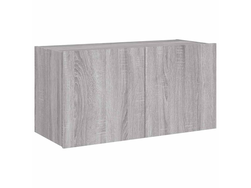  Meuble tv - banc tv - meuble de rangement mural avec lumières led sonoma gris 80x35x41 cm  - Conforama C